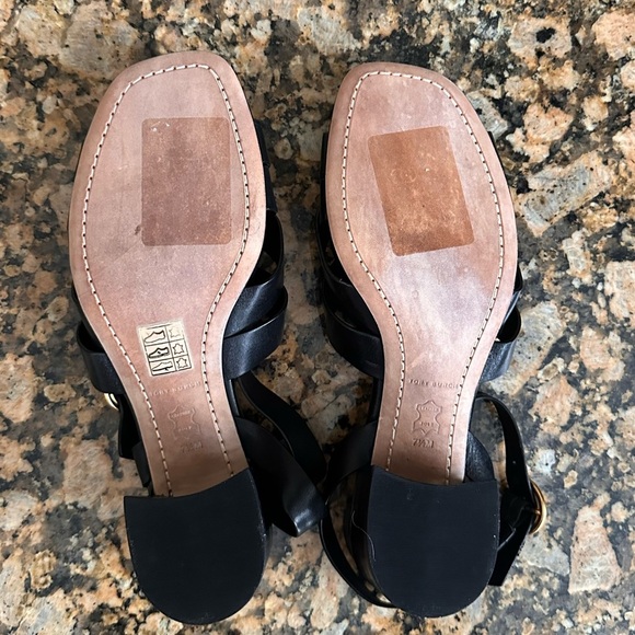 TORY BURCH BLACK LEATHER CITY HEELS - Picture 9 of 10